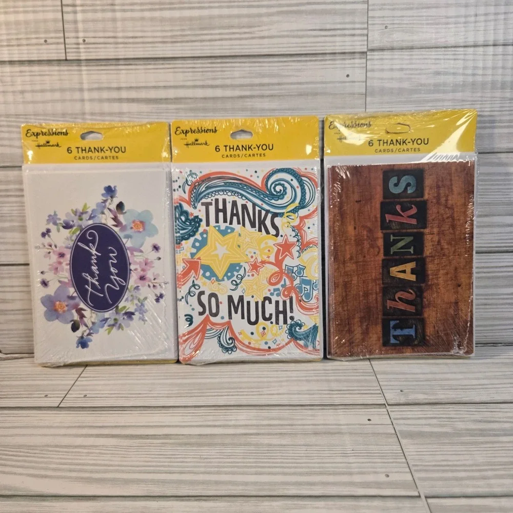 Hallmark Expressions Thank You Cards 18 Count 3 Packs Blank Inside Floral Rustic